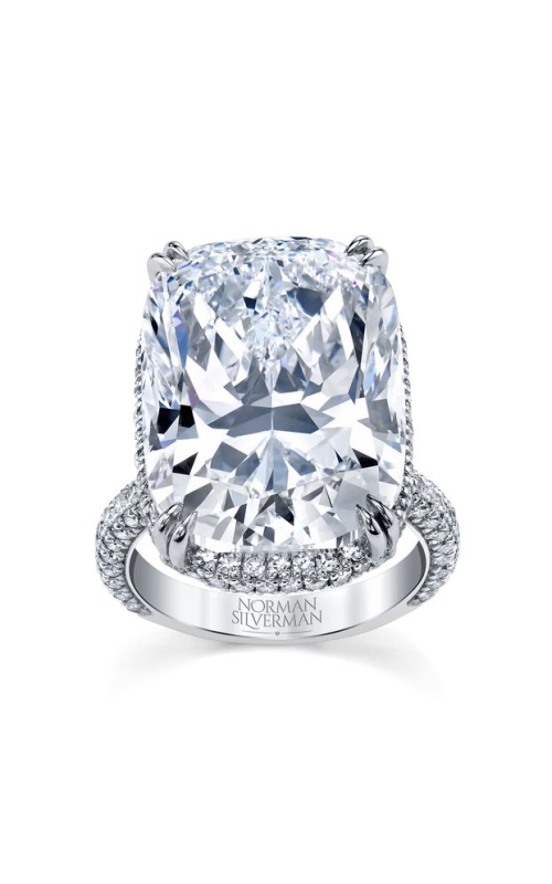 22.84 Carat Platinum Cushion Diamond Pavé Ring